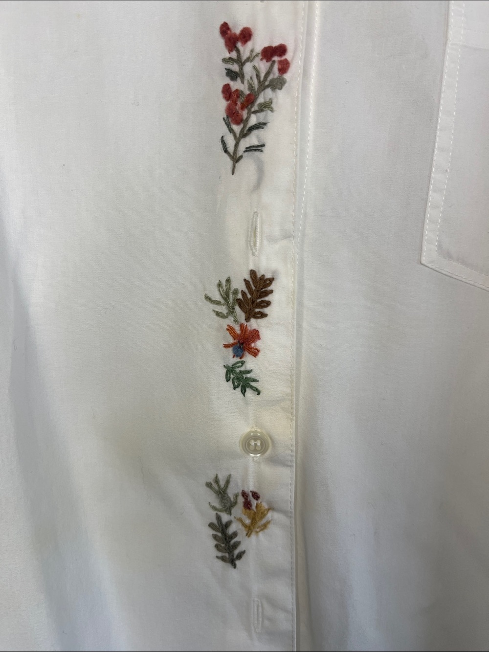 Susan Bristol White Button-Down Shirt with Floral Embroidery - Picture 3 of 7